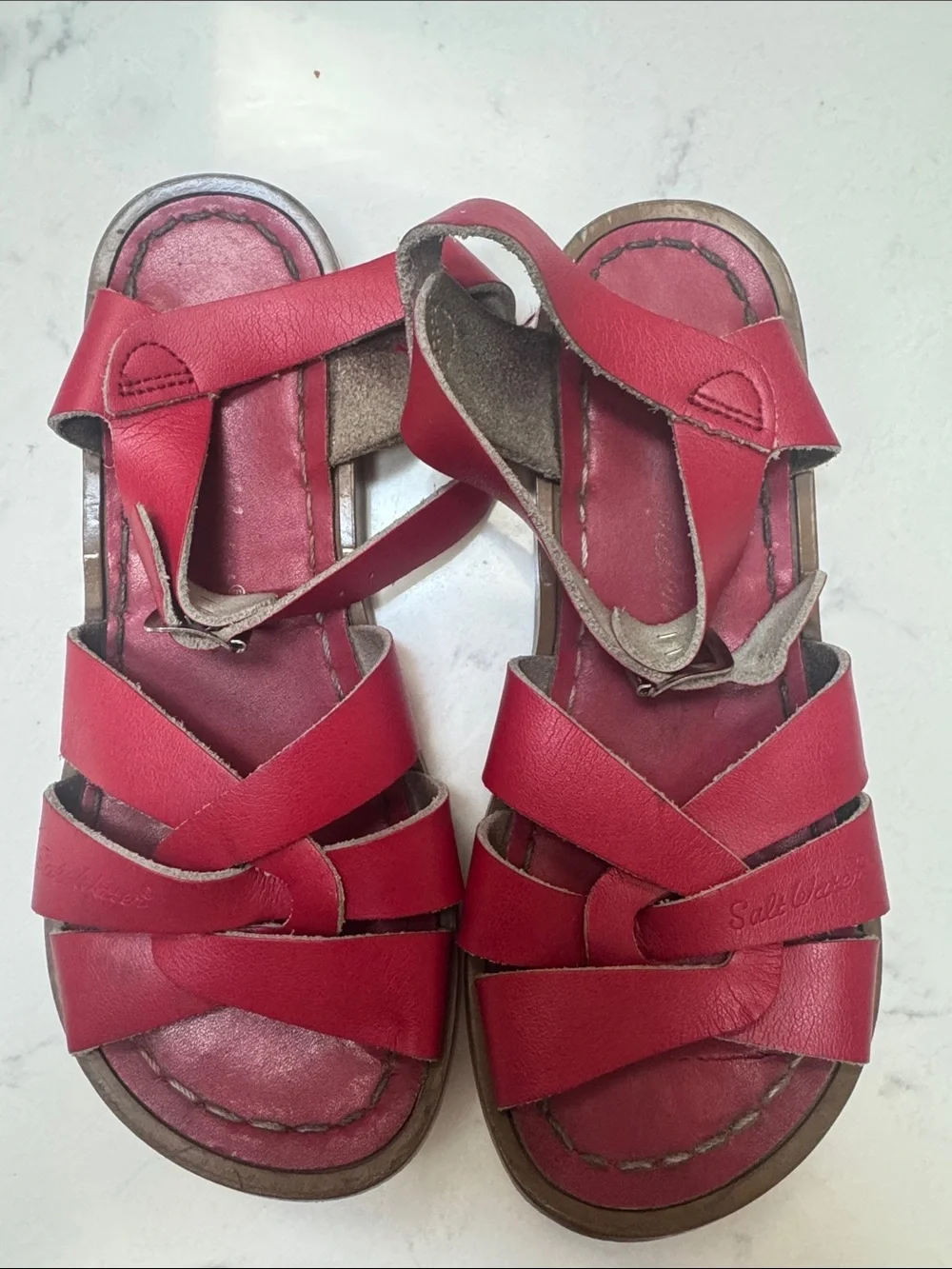 Salt Water Sandals by Hoy Red Leather Kids Sandals size 1